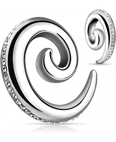 316L Surgical Steel CZ Crystal Paved Spiral Taper Plugs Sold as a Pair $16.32 Piercing Jewelry