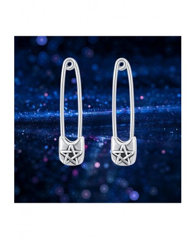 Paper Clip Earrings star Safety Pin Earrings for Women Dangle Earrings Sterling Silver $21.32 Clip-Ons