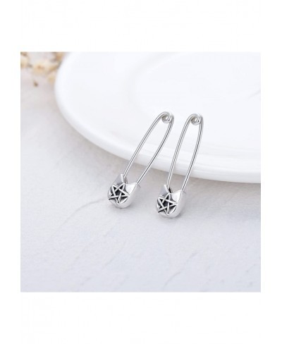 Paper Clip Earrings star Safety Pin Earrings for Women Dangle Earrings Sterling Silver $21.32 Clip-Ons