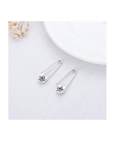 Paper Clip Earrings star Safety Pin Earrings for Women Dangle Earrings Sterling Silver $21.32 Clip-Ons