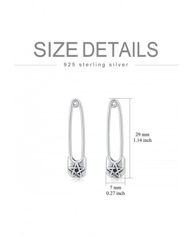 Paper Clip Earrings star Safety Pin Earrings for Women Dangle Earrings Sterling Silver $21.32 Clip-Ons