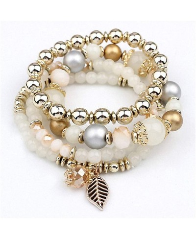 Womens 4pcs Set Fashion Multilayer Crystal Beads Leave Tassel Bracelets Bangles Pulseras Mujer Jewelry for Women Gift $10.35 ...