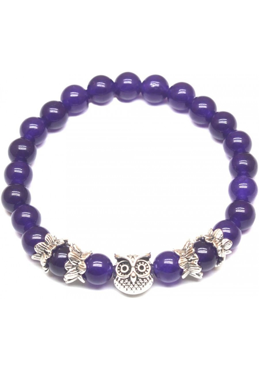 Women Mens Nature Stone Bracelet 8MM Energy Beads Purple $13.99 Strand