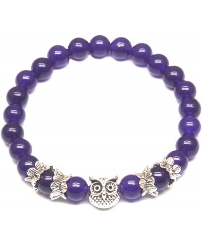 Women Mens Nature Stone Bracelet 8MM Energy Beads Purple $13.99 Strand