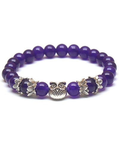 Women Mens Nature Stone Bracelet 8MM Energy Beads Purple $13.99 Strand