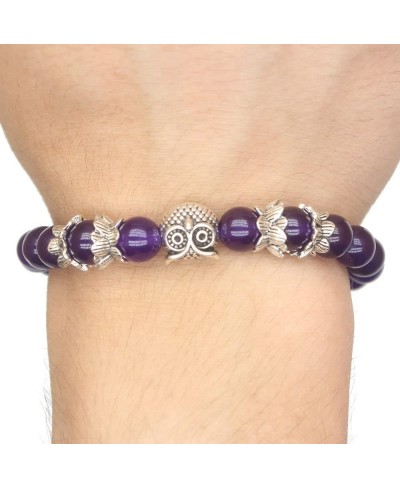 Women Mens Nature Stone Bracelet 8MM Energy Beads Purple $13.99 Strand