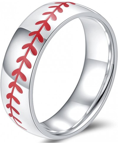 8MM Stainless Steel Sports Baseball Ring Domed Style Simple Plain Wedding Band $7.89 Wedding Bands