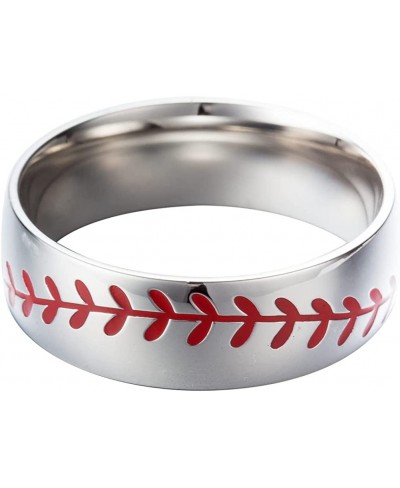 8MM Stainless Steel Sports Baseball Ring Domed Style Simple Plain Wedding Band $7.89 Wedding Bands