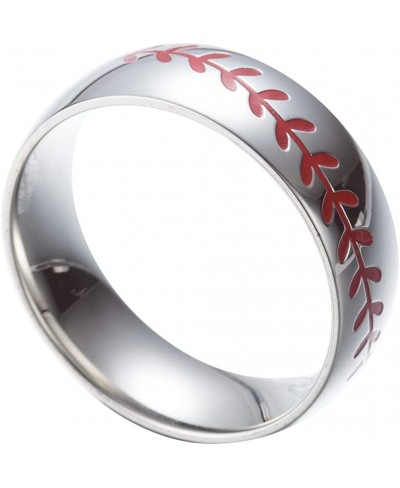 8MM Stainless Steel Sports Baseball Ring Domed Style Simple Plain Wedding Band $7.89 Wedding Bands