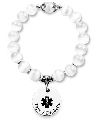 Diabetic Awareness Bracelet Type 1 2 Diabetic Jewelry with Crystal Opal $16.40 Stretch