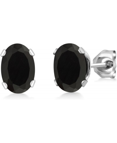 1.60 Ct Oval 7x5mm Black Onyx Brass Silver Plated Brass Stud Earrings $26.83 Stud