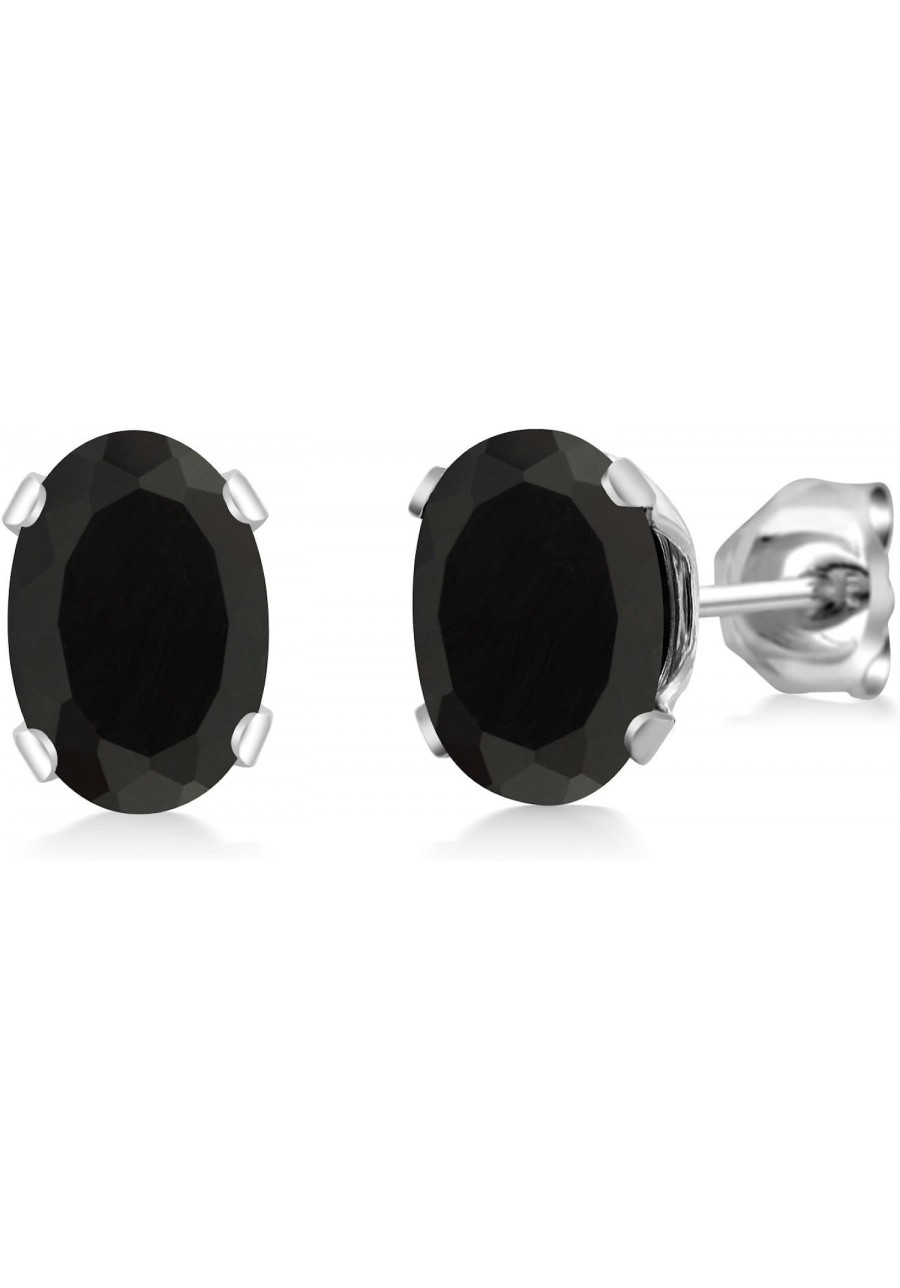 1.60 Ct Oval 7x5mm Black Onyx Brass Silver Plated Brass Stud Earrings $26.83 Stud