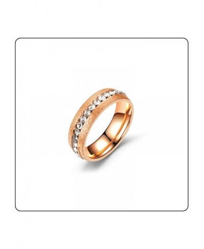 Fashion Simple Rose Gold Stackable Rings Stainless Steel Sandblast Crystal Band Rings $10.15 Bands