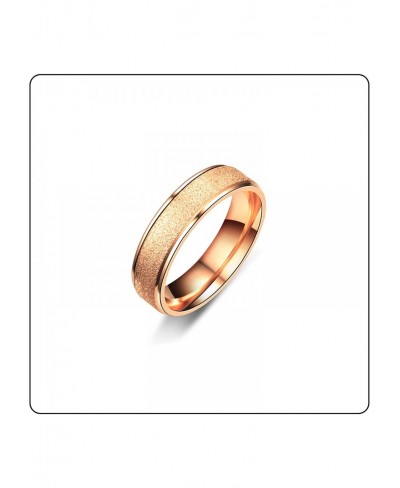 Fashion Simple Rose Gold Stackable Rings Stainless Steel Sandblast Crystal Band Rings $10.15 Bands