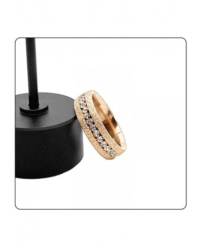 Fashion Simple Rose Gold Stackable Rings Stainless Steel Sandblast Crystal Band Rings $10.15 Bands