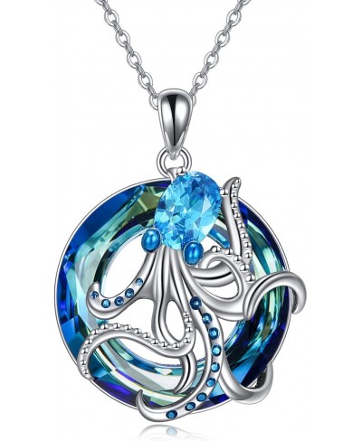 Octopus Gifts for Women Girls Sterling Silver Octopus Pendant Necklace Ocean Animal Jewelry for Ocean and Octopus Lovers $33....
