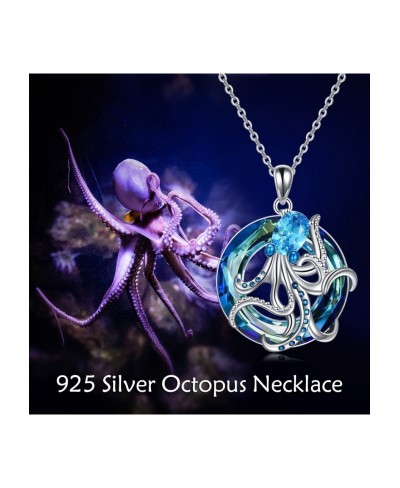 Octopus Gifts for Women Girls Sterling Silver Octopus Pendant Necklace Ocean Animal Jewelry for Ocean and Octopus Lovers $33....