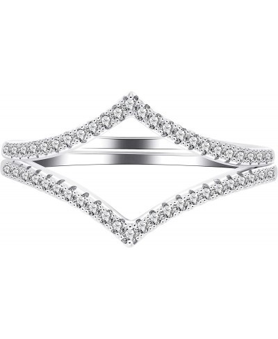 925 Sterling Silver Pointed V Shaped Ring Guard Enhancer 2pcs Stackable with Tiny CZ Paved Y1518 $16.00 Ring Enhancers