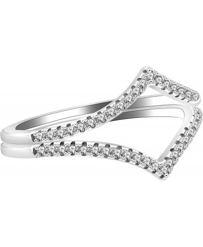 925 Sterling Silver Pointed V Shaped Ring Guard Enhancer 2pcs Stackable with Tiny CZ Paved Y1518 $16.00 Ring Enhancers