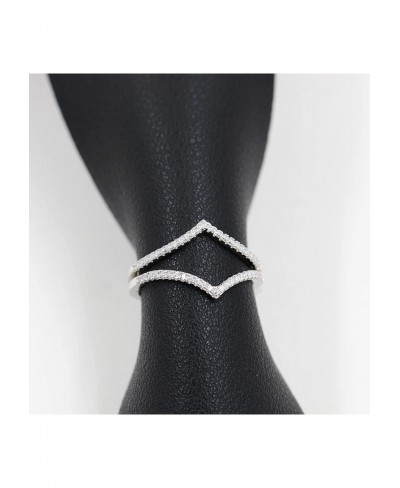 925 Sterling Silver Pointed V Shaped Ring Guard Enhancer 2pcs Stackable with Tiny CZ Paved Y1518 $16.00 Ring Enhancers