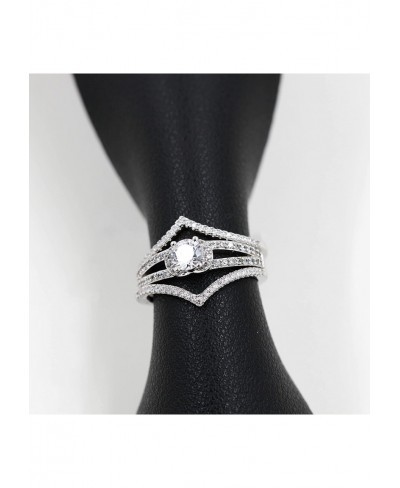 925 Sterling Silver Pointed V Shaped Ring Guard Enhancer 2pcs Stackable with Tiny CZ Paved Y1518 $16.00 Ring Enhancers