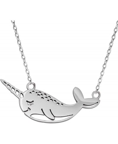 Cute Narwhal Whale of The Sea Fish Necklace Animal Jewelry Set for Women Girls Gift 18" Chain $7.86 Pendant Necklaces