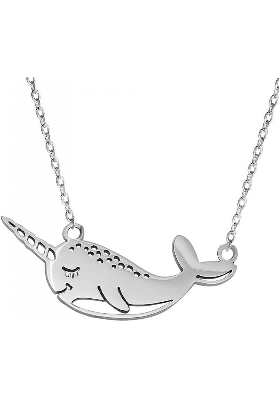 Cute Narwhal Whale of The Sea Fish Necklace Animal Jewelry Set for Women Girls Gift 18" Chain $7.86 Pendant Necklaces