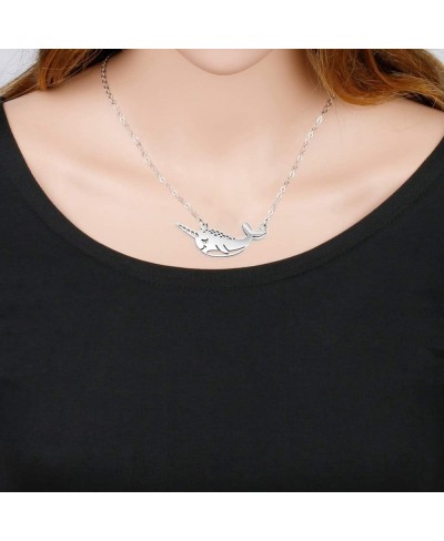 Cute Narwhal Whale of The Sea Fish Necklace Animal Jewelry Set for Women Girls Gift 18" Chain $7.86 Pendant Necklaces