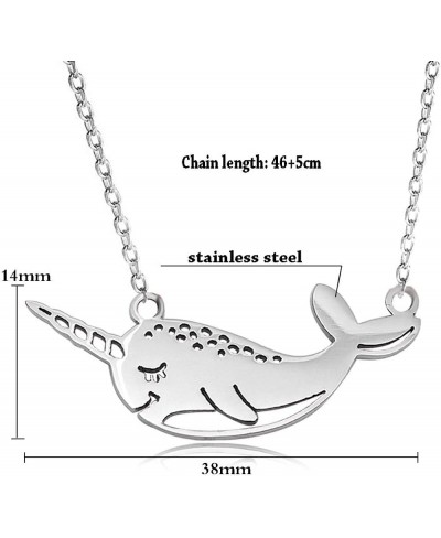 Cute Narwhal Whale of The Sea Fish Necklace Animal Jewelry Set for Women Girls Gift 18" Chain $7.86 Pendant Necklaces