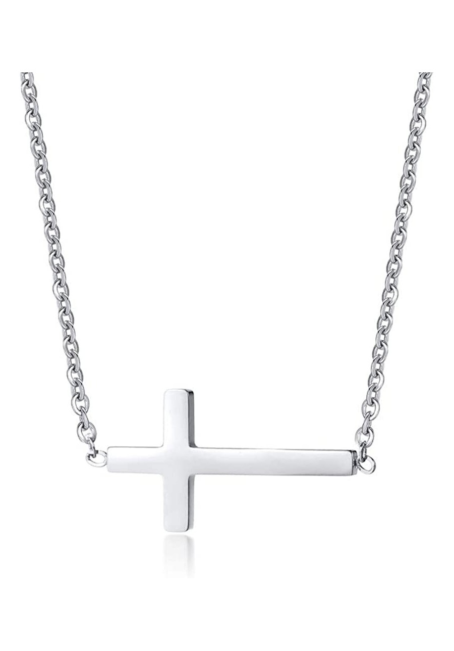 Stainless Steel Sideway Cross Pendant Necklace for Women Teen Girls Necklace 17"-19 $7.10 Pendant Necklaces