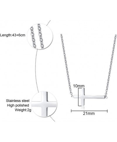 Stainless Steel Sideway Cross Pendant Necklace for Women Teen Girls Necklace 17"-19 $7.10 Pendant Necklaces