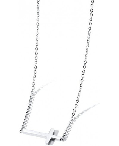 Stainless Steel Sideway Cross Pendant Necklace for Women Teen Girls Necklace 17"-19 $7.10 Pendant Necklaces