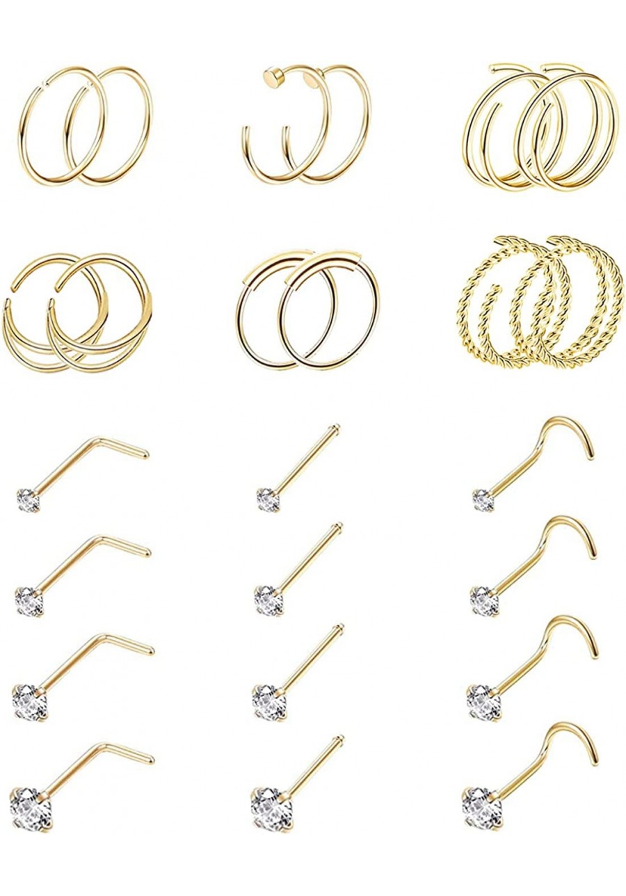 24Pcs 20G Surgical Steel Nose Rings Hoop Nose Studs Tragus Cartilage Earrings Piercing Jewelry 1.5mm 2mm 2.5mm 3mm CZ $11.94 ...