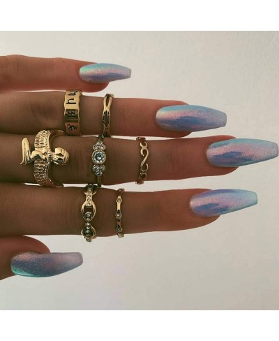 Boho Gold Ring Set Finger Rings Sets Vintage Knuckle Rings for Women and Girls(7 Pieces) $10.36 Stacking