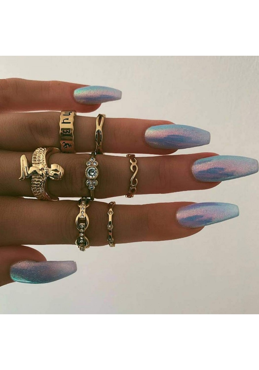 Boho Gold Ring Set Finger Rings Sets Vintage Knuckle Rings for Women and Girls(7 Pieces) $10.36 Stacking