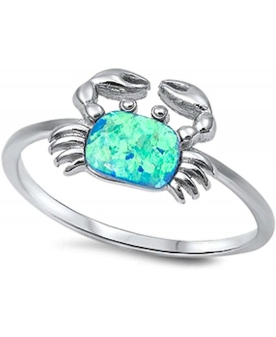 Blue Fire Opal Crab .925 Sterling Silver Ring Sizes 5-10 $13.34 Statement
