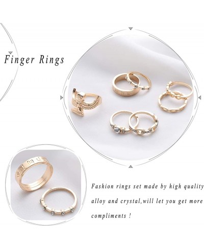 Boho Gold Ring Set Finger Rings Sets Vintage Knuckle Rings for Women and Girls(7 Pieces) $10.36 Stacking