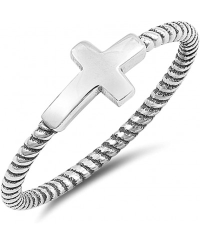 Oxidized Cross Twist Sideways Ring Sterling Silver Dainty Midi Band Sizes 5-10 $19.05 Bands