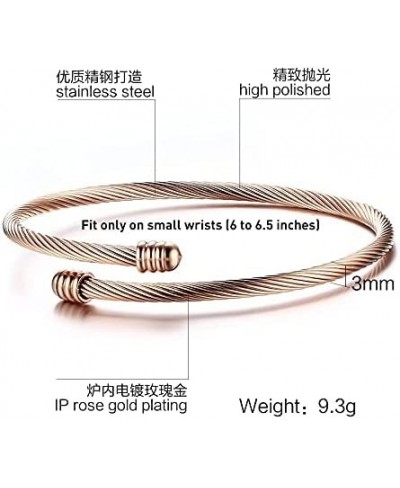 Stainless Steel Triple 3 Stackable Cable Wire Twisted Cuff Bangle Bracelet for Women Gold/rose /silver $12.78 Bangle