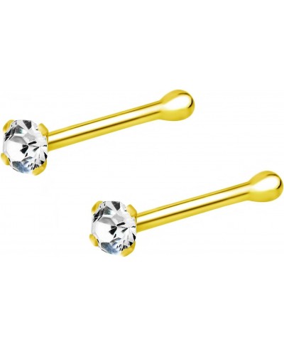 22 g 18k Gold Plated Sterling Silver 1.5mm CZ Simulated Diamond Micro Nose Bone Stud for Women or Men $11.62 Piercing Jewelry