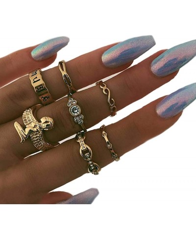 Boho Gold Ring Set Finger Rings Sets Vintage Knuckle Rings for Women and Girls(7 Pieces) $10.36 Stacking