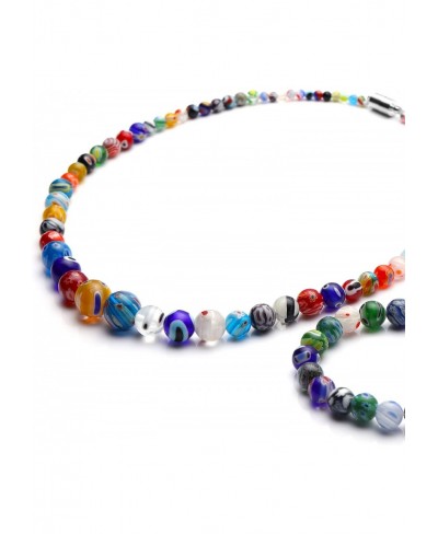 Stainless Steel Beads Glass Multi Color Beaded Stretch Bracelet Earrings for Women Choker Necklace Set Jewelry Size 20 $17.86...