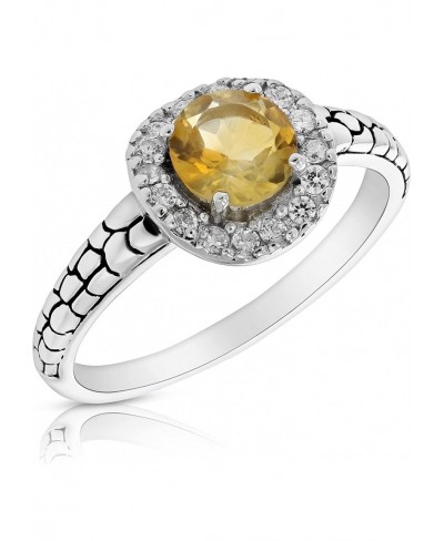 0.65 cttw Citrine Ring in .925 Sterling Silver Rhodium Plating Round 10x8 MM $23.99 Statement