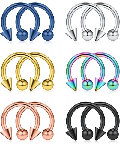 12PCS 12G Surgical Steel Nose PA Septum Horseshoe Hoop Earring Eyebrow Tragus Lip Piercing Ring $11.84 Piercing Jewelry