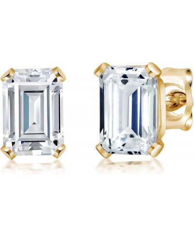 2.50 Ct 925 Sterling Silver Yellow Gold Plated Emerald Cut White CZ Earrings $18.98 Stud