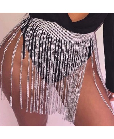 Crystal Tassel Waist Body Chain Dance Skirt Beach Bikini Rhinestone Belly Body Chain Fashion Body Harness Party Nightclub Rav...