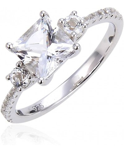 White Topaz Square Three Stone Engagement Ring Size 5 6 7 8 $41.17 Bands