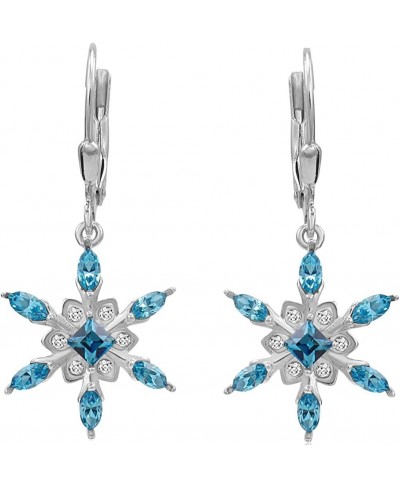 Sterling Silver Snowflake Leverback Earrings Adorned with Swarovski Crystals $38.20 Hoop