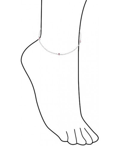 Pink Crystal Round Ball Bead Chain Anklet Hotwire Ankle Bracelet For Women 925 Sterling Silver 9-10 Inch Extender $31.97 Anklets