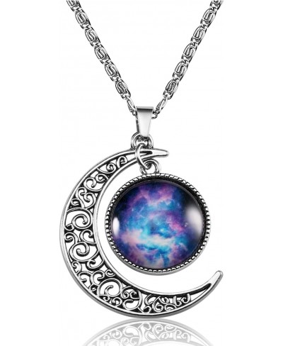 Galaxy Crescent Moon Pendant Necklaces Jewelry for Women Teen Girls 18'' $12.34 Pendant Necklaces